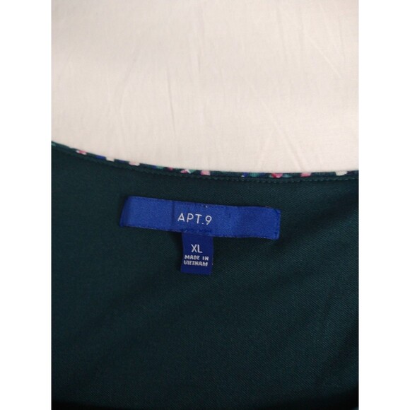 Apt. 9 Dress XL Blue w/colorful dots long sleeve jersey Elastic Waist top lined - Picture 4 of 10